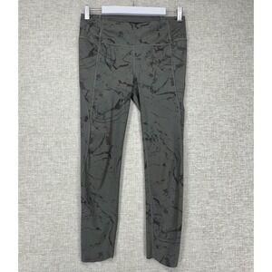 Athleta Leggings Womens Small Green Gray Tie Dye Ankle Running Zip Pocket Yoga